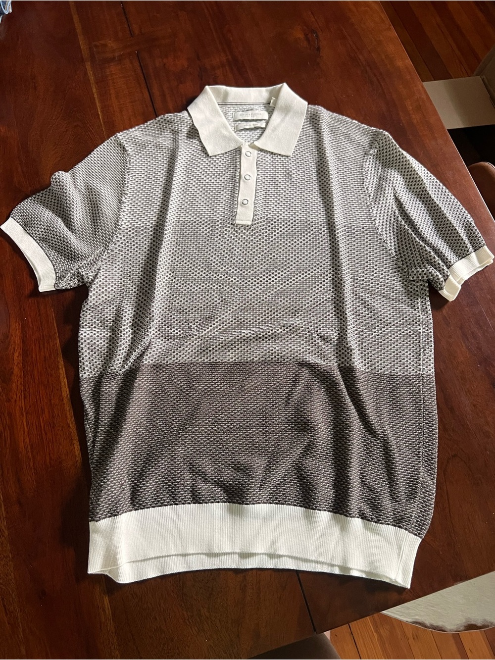 Men’s Knit Polo | White, Black, and Gray | Cotton Blend | Large